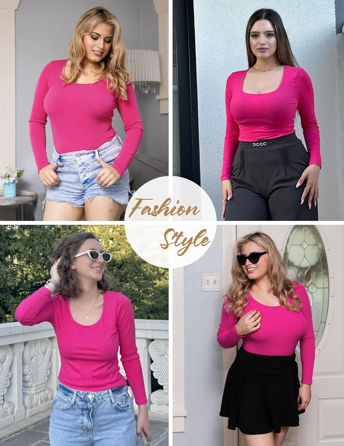 Zeagoo Women's Ribbed Long Sleeve T-Shirts Casual Crew Neck Slim Fit Shirt Soft Stretch Base Layer Lightweight Tops XS-XXL